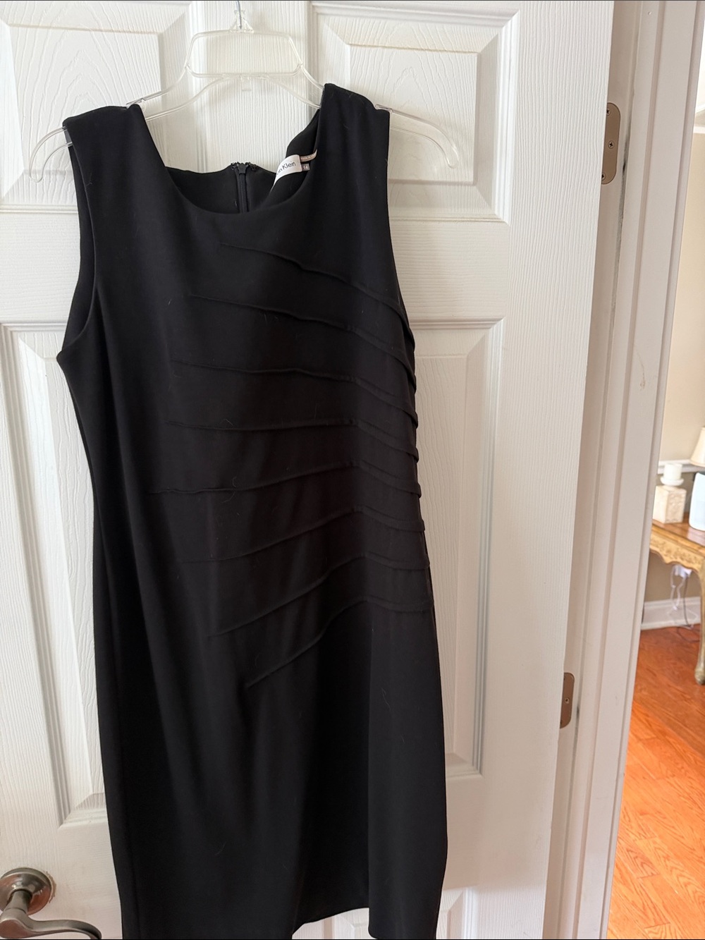 Calvin Klein Black Sleeveless Tiered Shift Dress